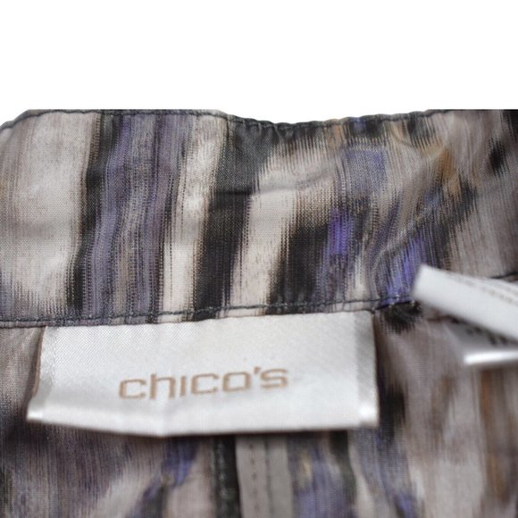 Chicos Jacket 1 Womens Multicolor Printed Button Front Long Sleeve Pockets - Picture 4 of 8